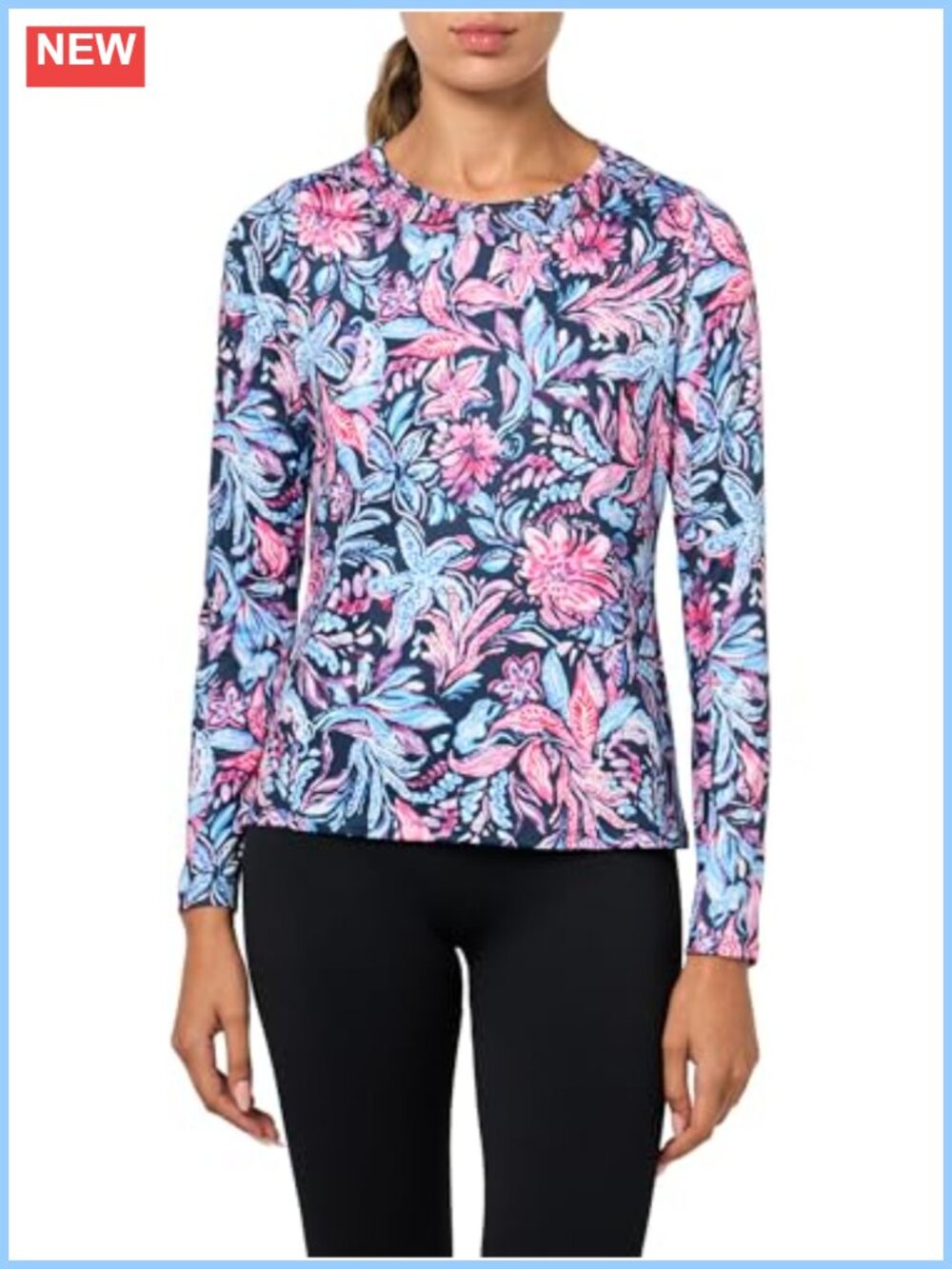 Women's Crew Mock Neck Long Sleeve Active Top Stretch UPF 50+ Mesh